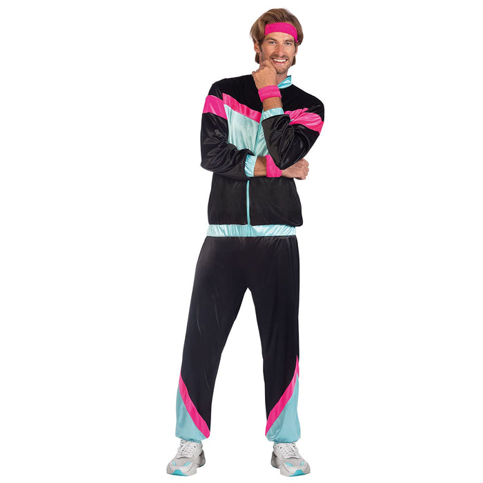 Amscan: Adult Costume 80S Shell Suit Black Size-Standard;