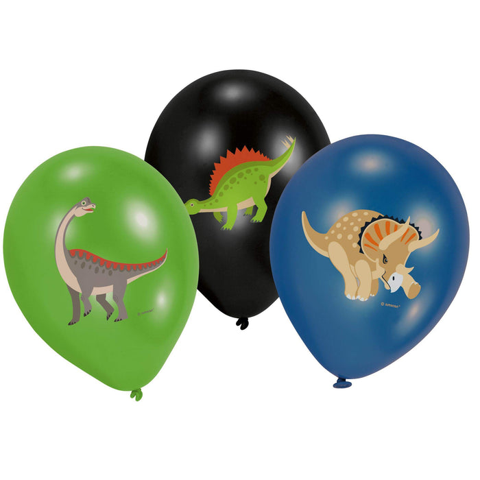 Amscan: 6 Balloons Happy Dinosaur 28Cm/11" 4C. Pallone Lattice 11" - 27 Cm Happy Dinosaur;