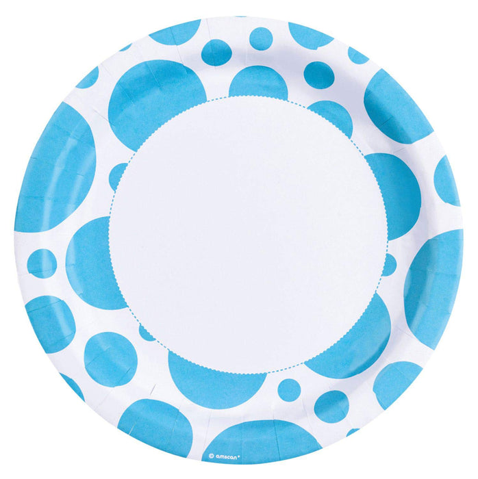 Amscan: Solid Colour Dots Caribbean Blue - 8 Piatti 23 Cm;