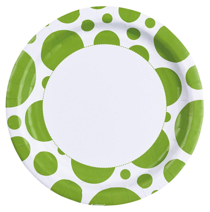 Amscan: Solid Color Dots Kiwi - 8 Plates 23 Cm;