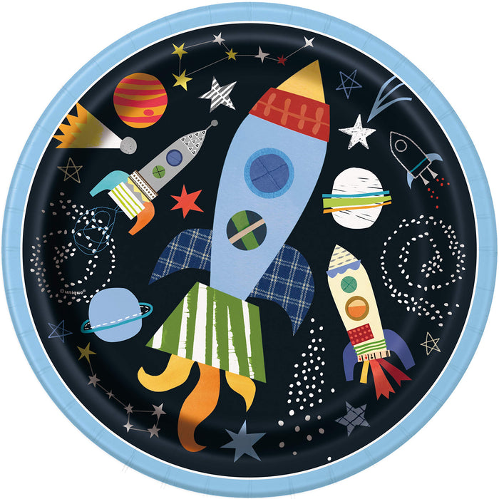 Unique Party: 8 Outer Space 9In Plt Sup Qs. Piatto Carta 23 Cm Outer Space;