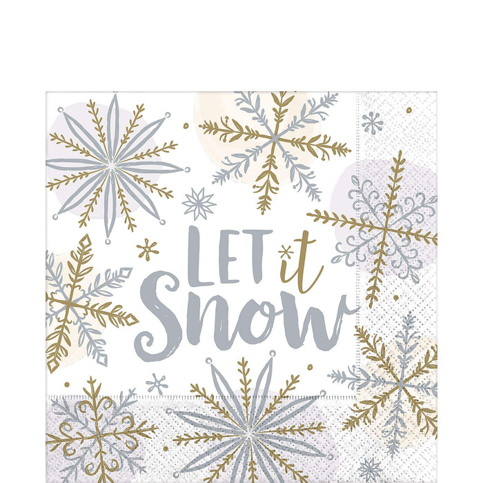 Amscan: 16 Napkins Shining Snow 33 X 33 Cm N;