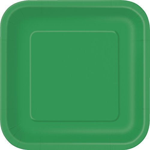 Unique Party: 16 Emerld Green 7" Square Plte Qs;