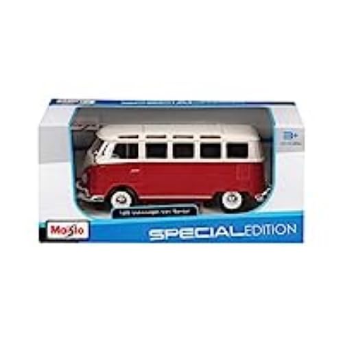 Maisto: Volkswagen Van "Samba" 1:24 (Blue / Red) (Die-Cast Model);