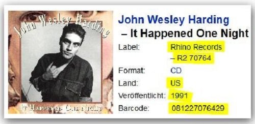 John Wesley Harding - It Happened One Light;