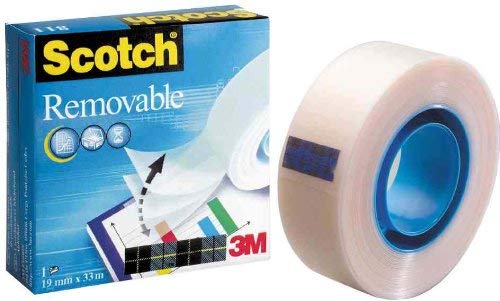 3M: Post-it Scotch - Nastro Adesivo Invisibile Rimovibile 19mmx33m;