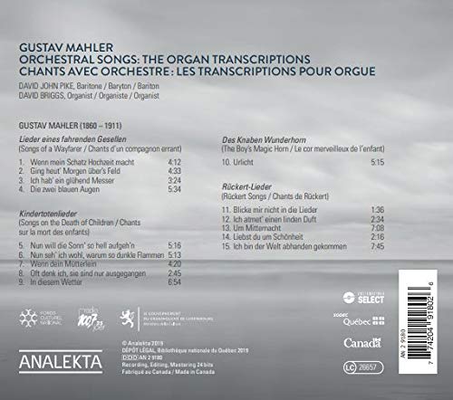 Gustav Mahler - Orchestral Songs. The Organ Transcriptions;