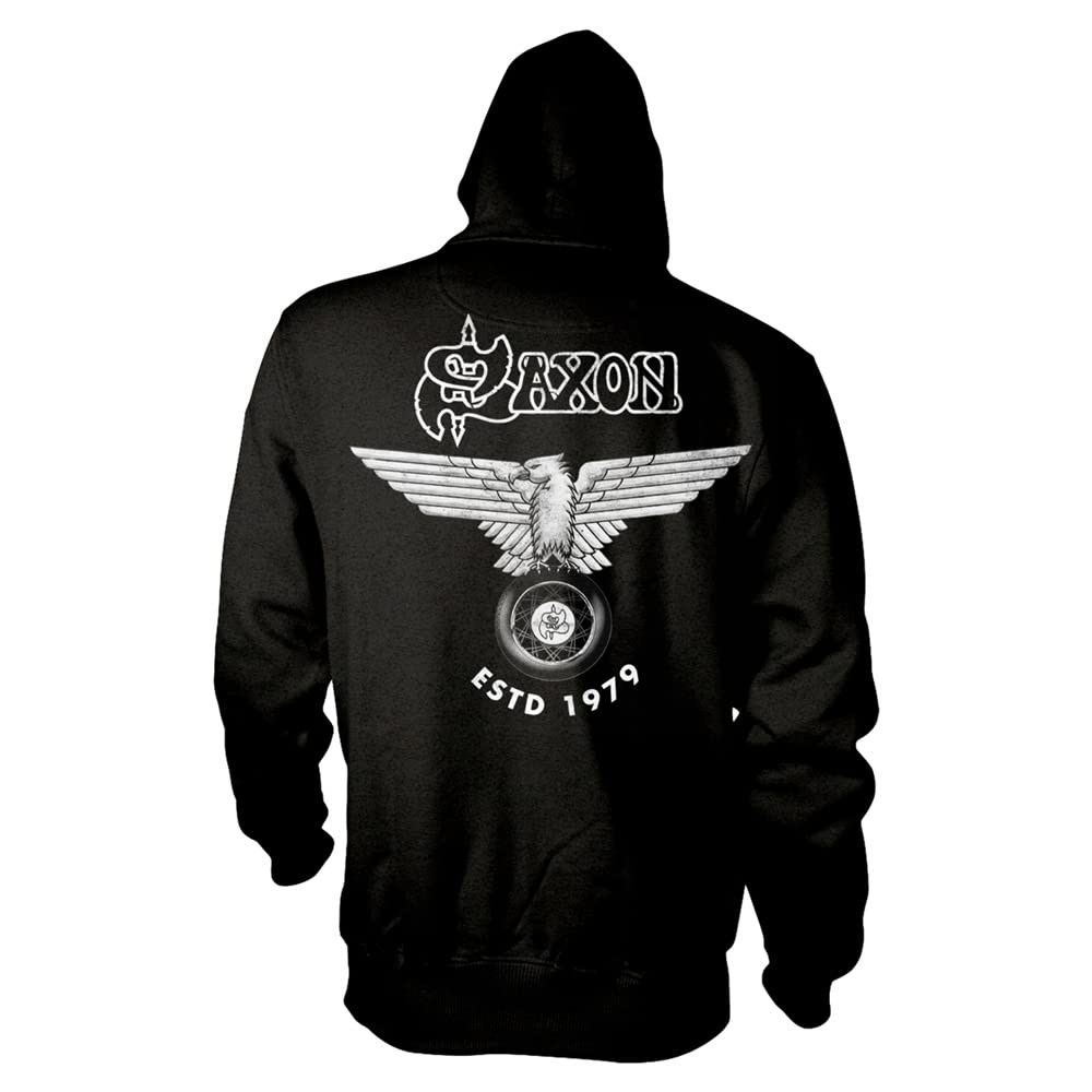 Saxon: Estd 1979 Zip (Felpa Con Cappuccio Unisex Tg. M);