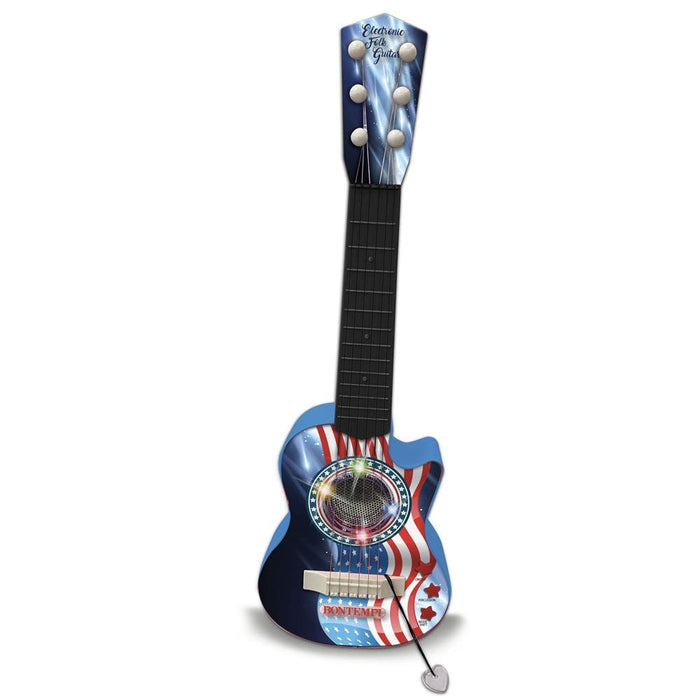 Bontempi 24 1120 - 6-string metal electric folk guitar with 6 pre-recorded songs and rock sounds to the touch. Percussion Effects