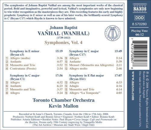 Johann Baptist Vanhal - Symphonies Vol. 4;