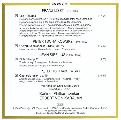 Herbert Von Karajan: Dirigiert Berliner Philharmoniker - Les Preludes, Overture 1812, Capriccio Italien, Finland;