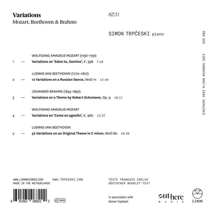 Simon Trpceski: Variations - Mozart, Beethoven & Brahms;