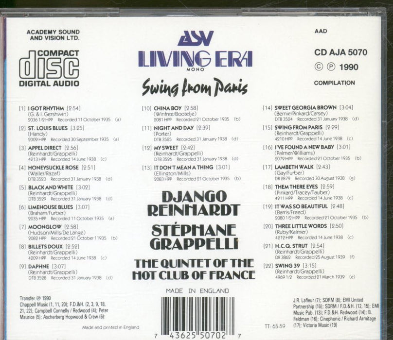 Django Reinhardt / Stephane Grappelli - Swing From Paris;