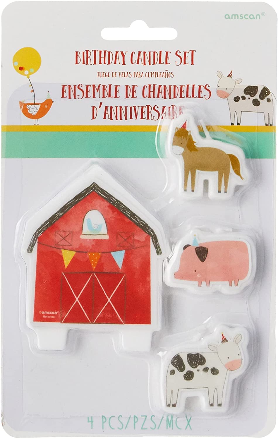 Amscan: 4 Figurine Candles Barnyard Birthday;