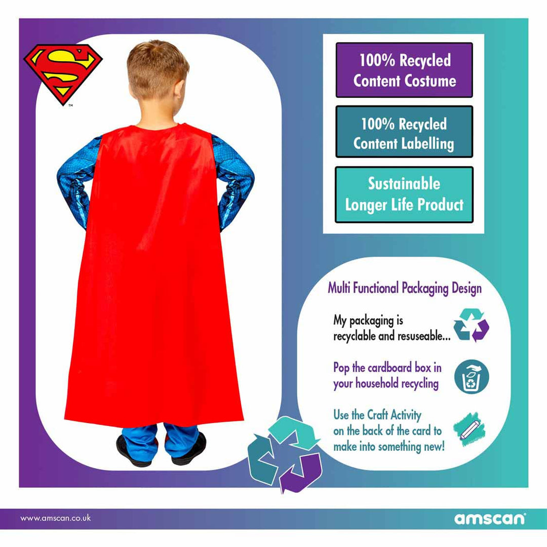 Dc Comics: Amscan - Child Costume Sustainable Superman 3-4 Yrs;