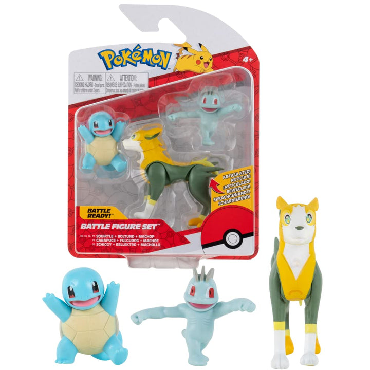 Pokemon: Squirtle With Machop And Bolthund Battle Figure Set 3-Pack;