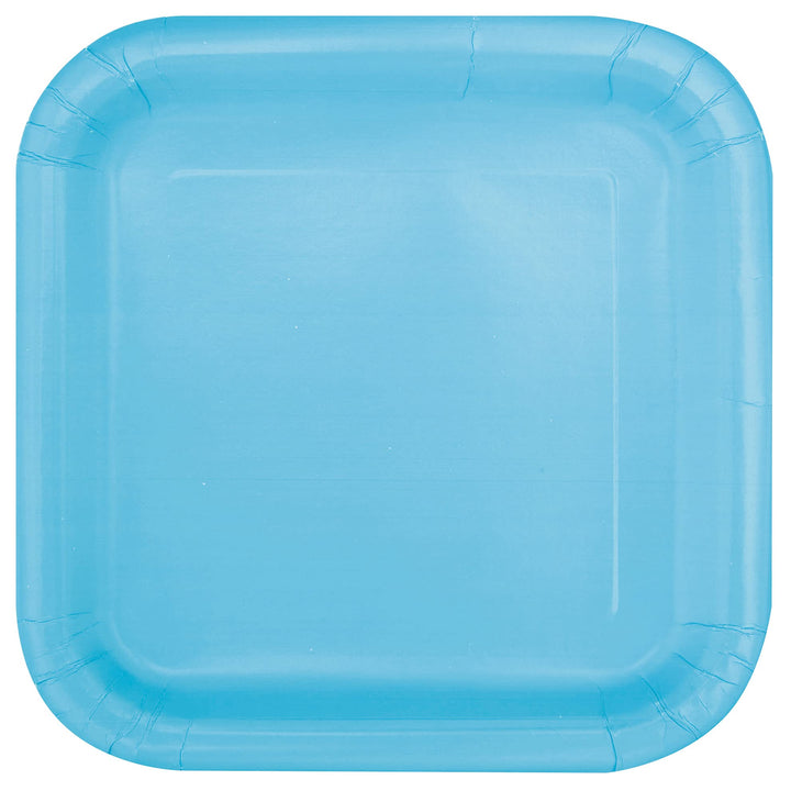 Unique Party: 16 Blue Pwdr 7In Sq Plt Sup Qs. Square Paper Plate 18cm Light Blue;