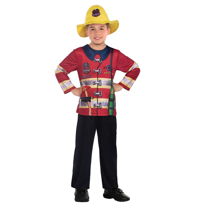 Amscan: Costume Da Bambino Vigile Del Fuoco Eco Sostenibile 4-6 Anni;