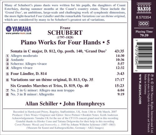 Franz Schubert - Piano Works For Four Hands, Vol.5;