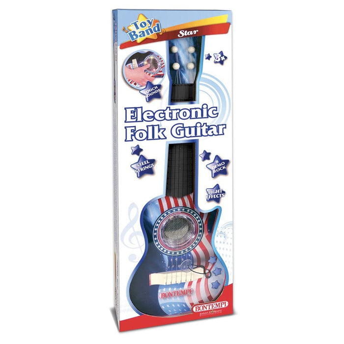 Bontempi 24 1120 - 6-string metal electric folk guitar with 6 pre-recorded songs and rock sounds to the touch. Percussion Effects