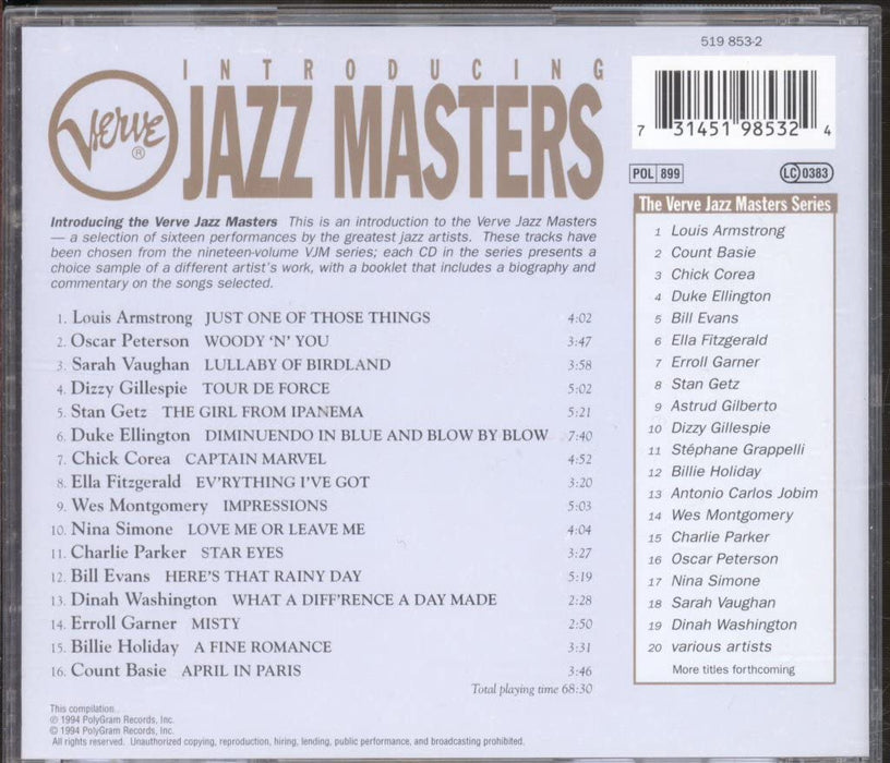 Verve Introducing Jazz Masters / Various;
