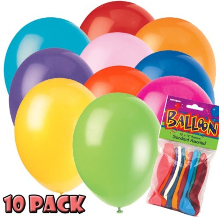 Unique Party: 10Ct 12'' Std Assortd Balloons;