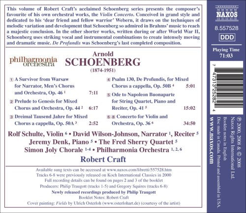 Arnold Schonberg - Concerto Per Violino Op.36, Un Sopravvissuto A Varsavia, De Profundis;