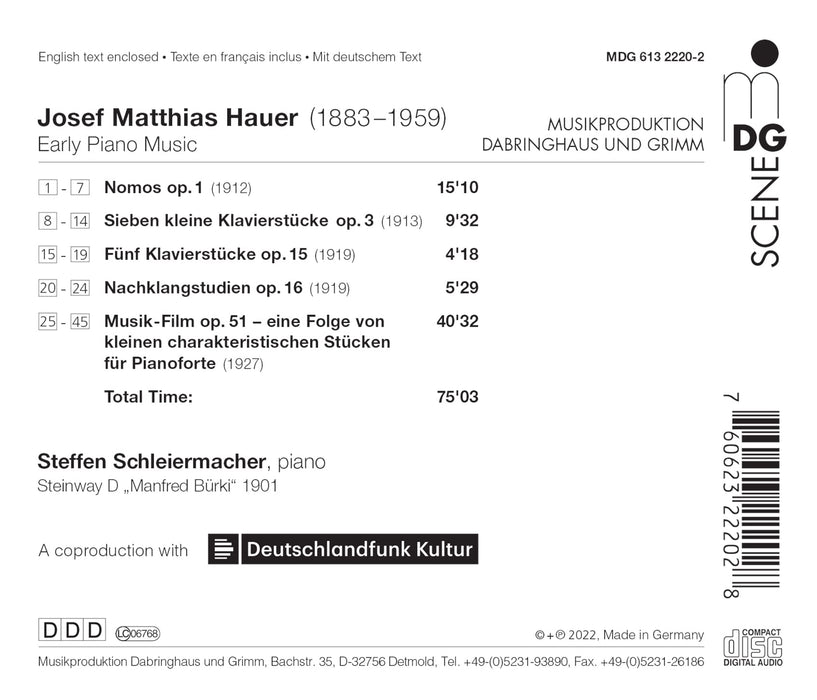 Josef Matthias Hauer - Early Piano Music;