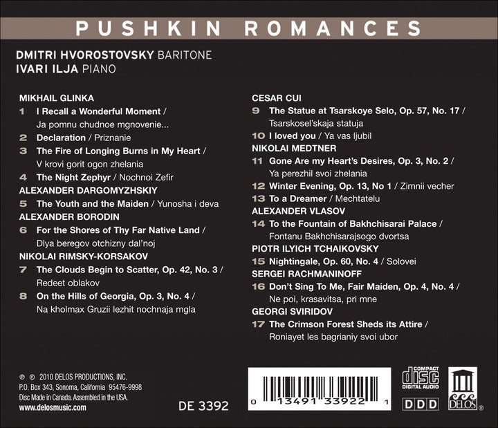 Dmitri Hvorostovsky / Ilja ivari - Pushkin Romances;