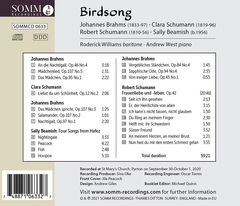 Birdsong: Lieder By Brahms & Schumann / 4 Songs From Hafez By Sally Beamish;
