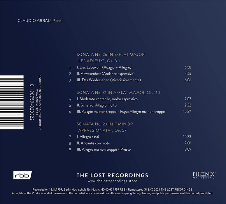 Claudio Arrau: The Unreleased Beethoven Recital 1959;