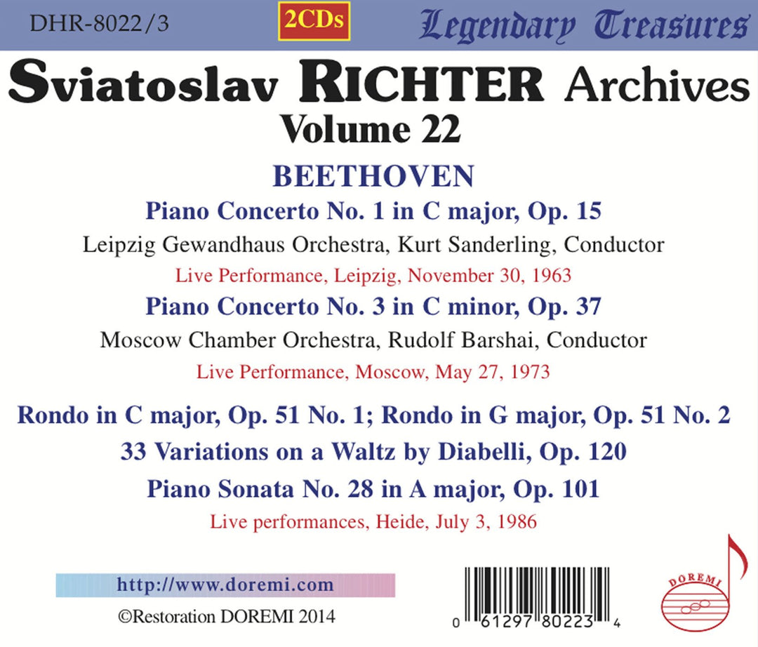 Sviatoslav Richter: Archives Vol. 22 - Beethoven (2 CDs);