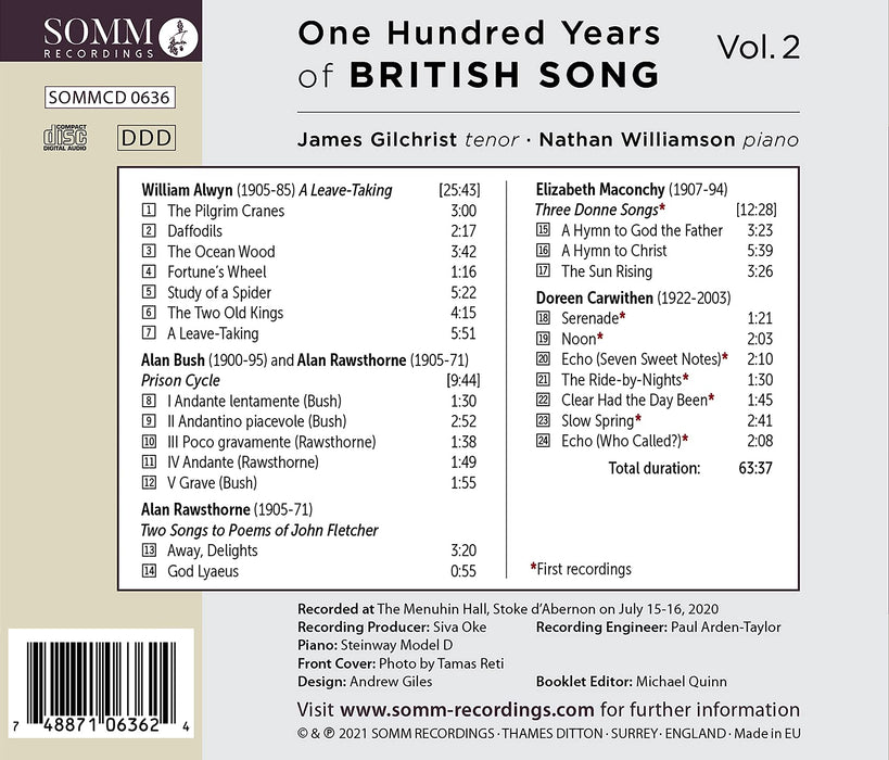James Gilchrist / Nathan Williamson: One Hundred Years Of British Song Vol. 2;