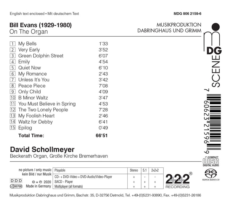 David Schollmeyer: Bill Evans On The Organ;