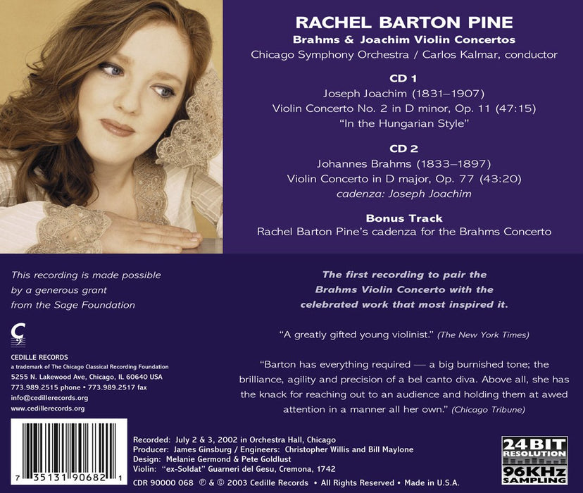 Rachel Barton Pine: Brahms & Joachim Violin Concertos;