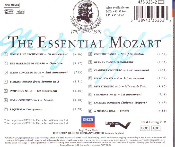 Wolfgang Amadeus Mozart - The Essential Mozart;