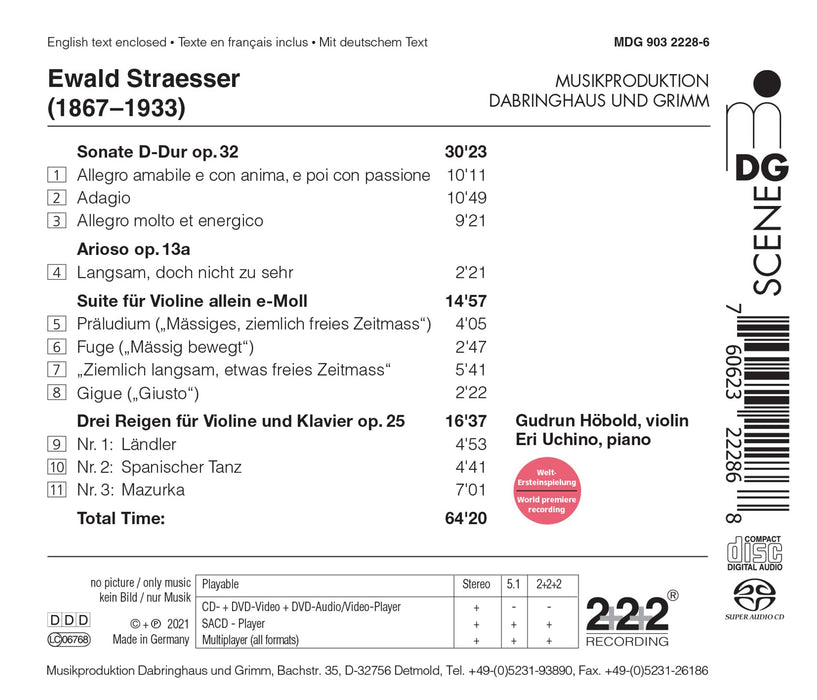 Ewald Straesser - Sonata Op. 32, Suite, 3 Reigen Op. 25 (Sacd);