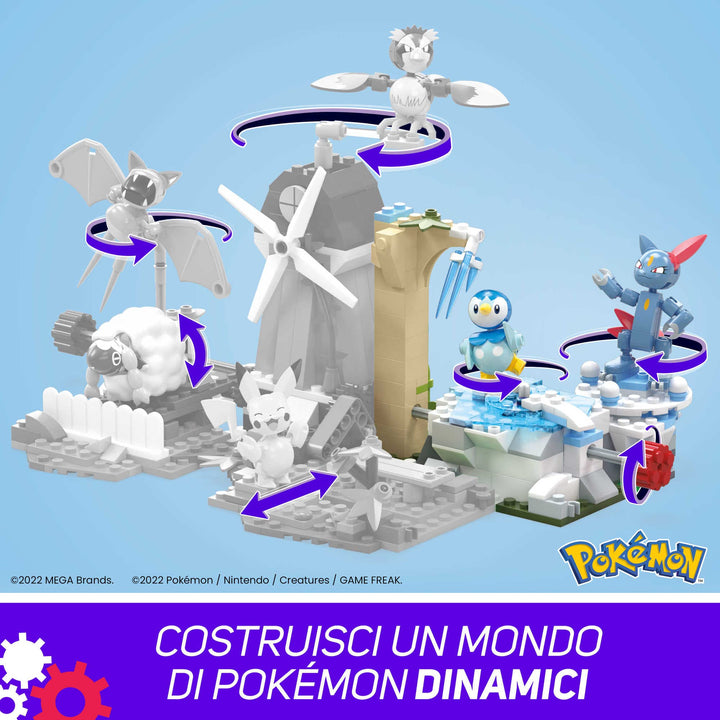 Pokemon: Mattel - Mega Adventure Builder Piplup E Sneasel Divertimento Sulla Neve;