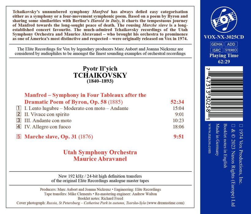 Abravanel,Maurice/Utah Symphony Orchestra - Manfred Symphony - Marche Slave;