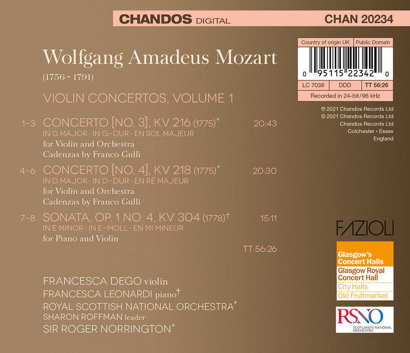 Wolfgang Amadeus Mozart - Violin Concertos 3 & 4;