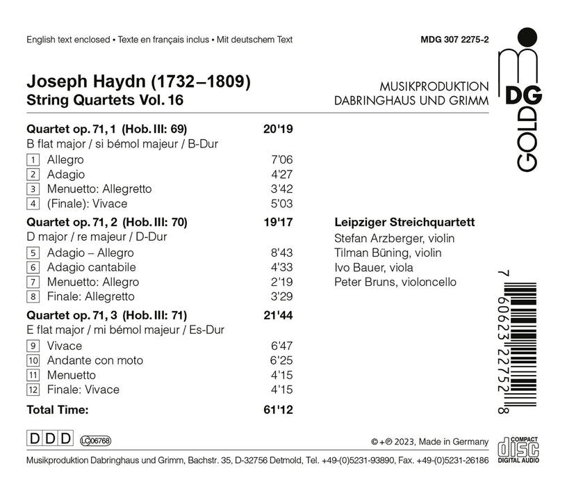 Joseph Haydn - String Quartets Vol.16;