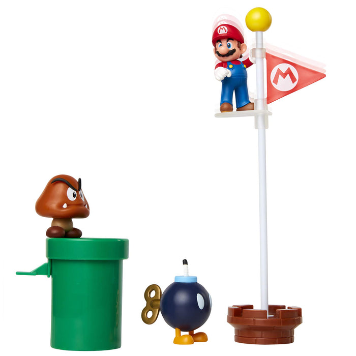 Nintendo: Jakks - Super Mario - Mario Acorn Plains Diorama Set 5 Figure 6 Cm (Figure 6 Cm / Personaggi);