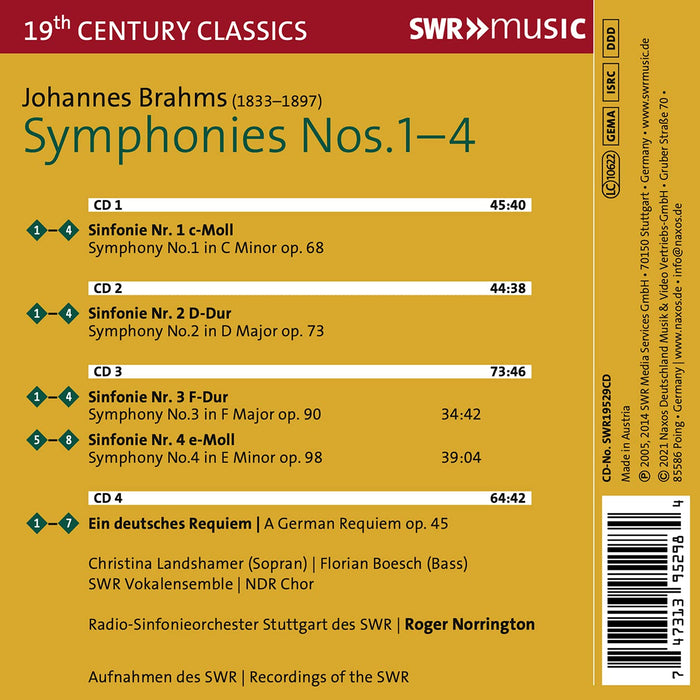 Johannes Brahms - Complete Symphonies & Ein Deutsches Requiem (4 Cd);