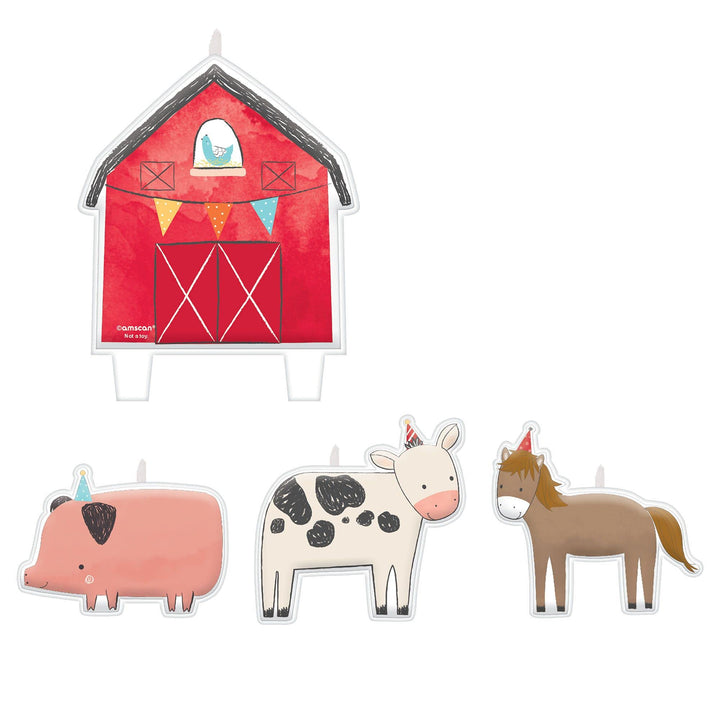 Amscan: 4 Figurine Candles Barnyard Birthday;