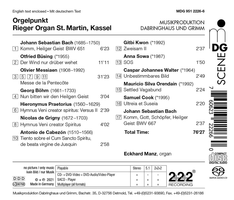 Eckard Manz: Rieger Organ St. Martin, Kassel - Orgelpunkt;