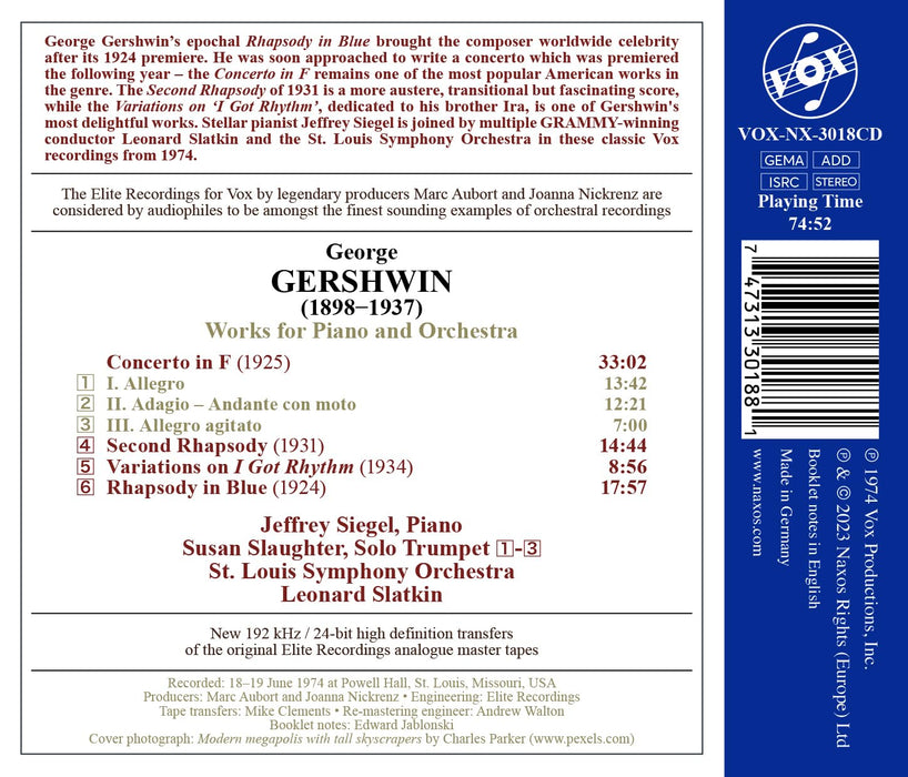 George Gershwin - Concerto In F / Rhapsody In Blue;