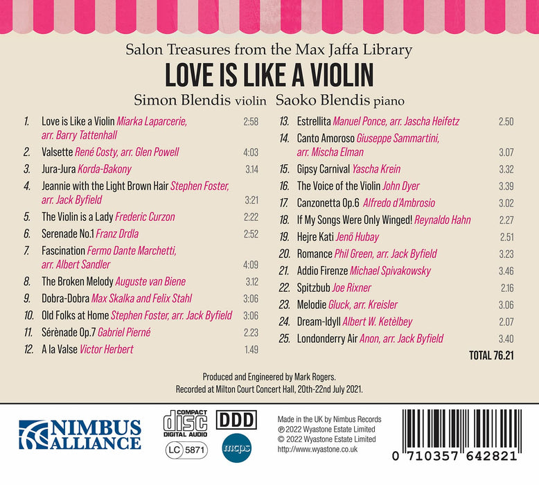 Simon Blendis / Saoko Blendis: Love Is Like A Violin - Salon Treasures From The Max Jaffa Library;