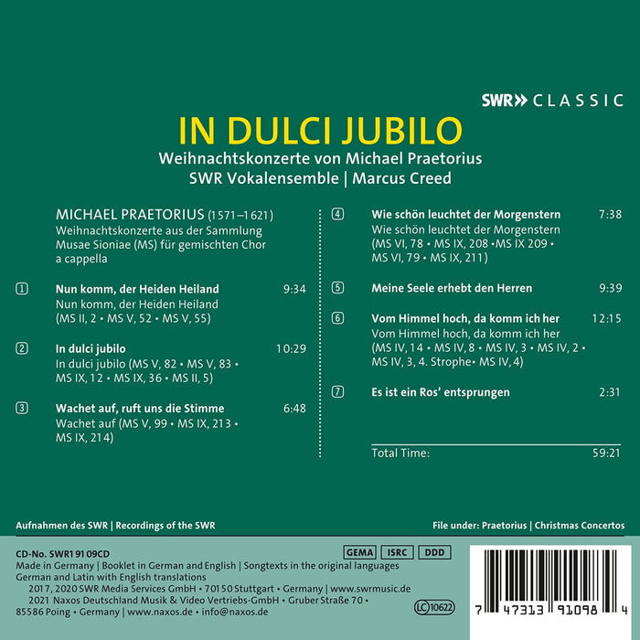 Michael Praetorius - In Dulci Jubilo. Weihnachtskonzerte;