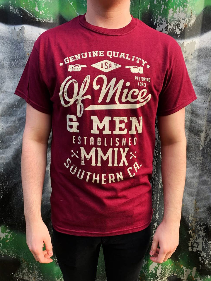 Of Mice & Men: Genuine (Maroon) (T-Shirt Unisex Tg. XL);