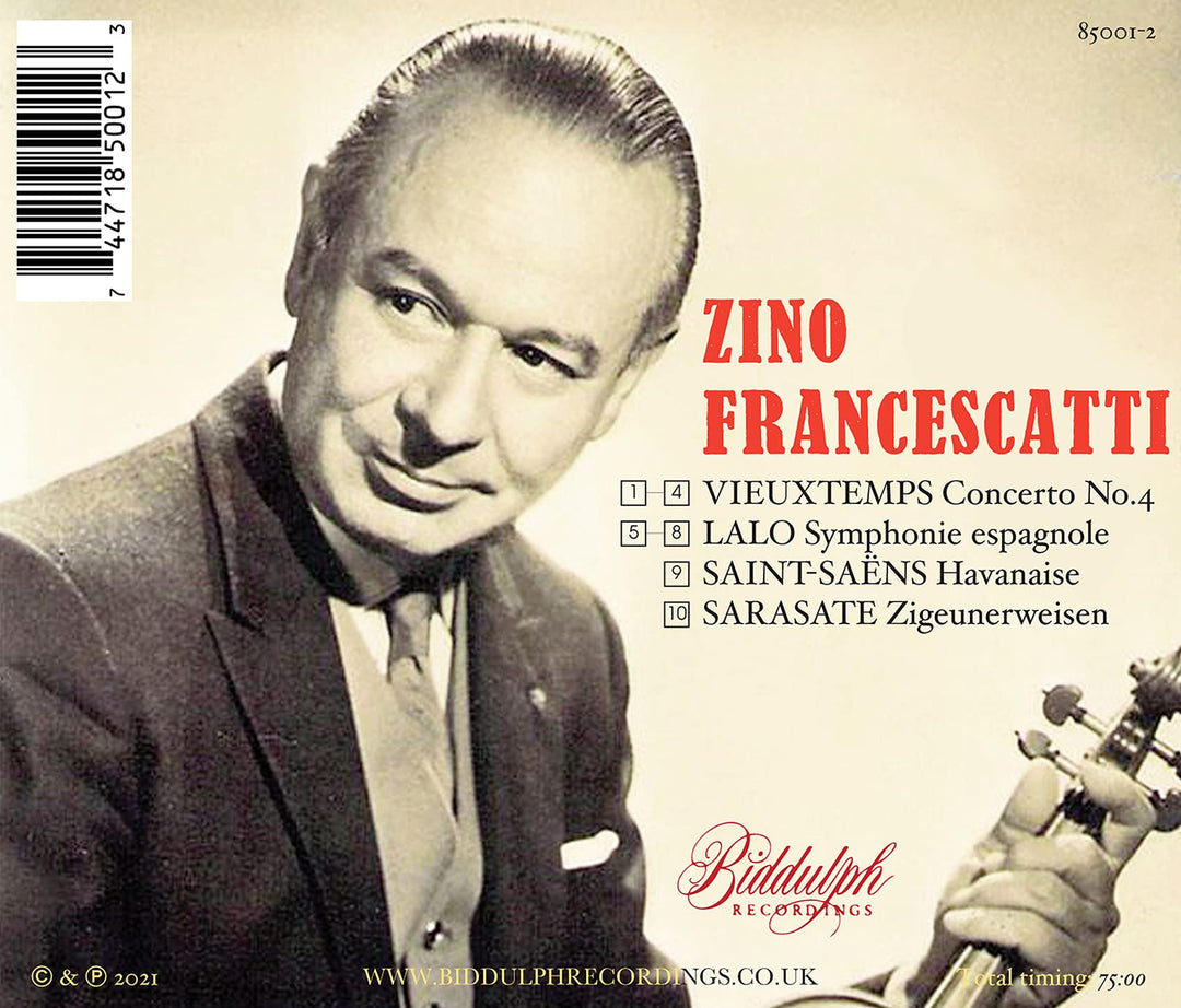 Zino Francescatti: Plays Lalo, Vieuxtemps, Saint-Saens, Sarasate;